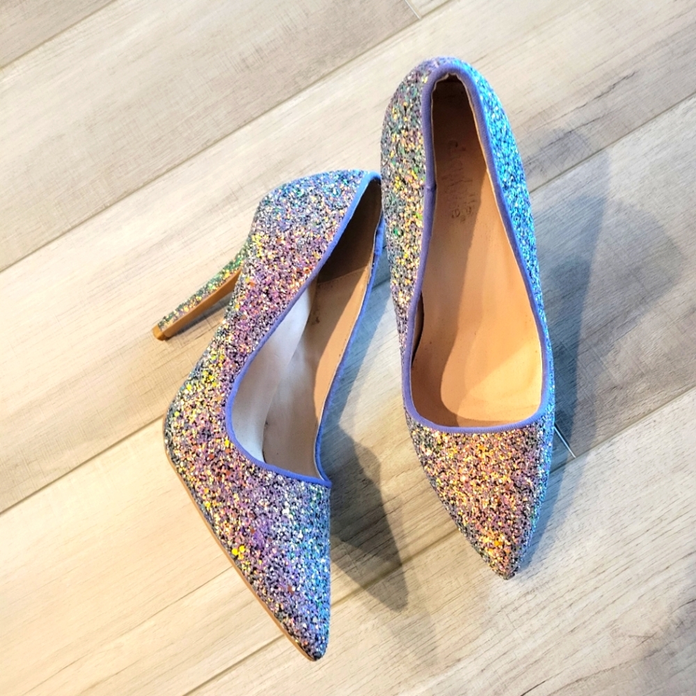 CHARLOTTE RUSSE SPARKLE GLITTER HEELS SIZE 8
